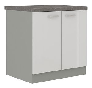 Dolní kuchyňská skříňka Milo 80 D 2F BB (šedá + bílý lesk)