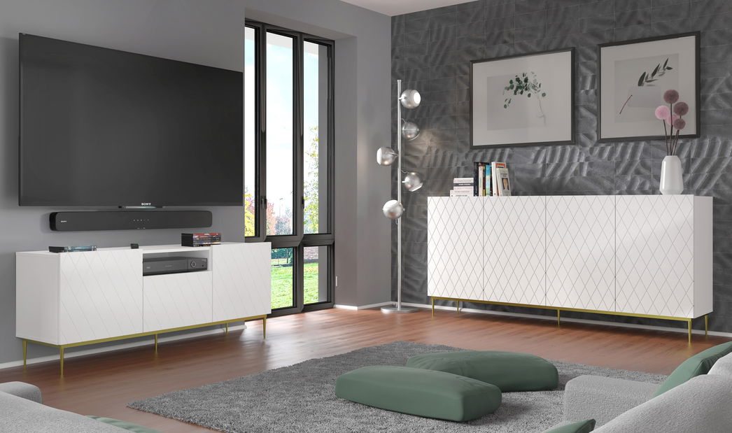 TV stolek/skříňka Dintanna 145 (bílá + černá)