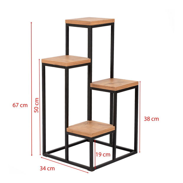 Dekorativní stojan na květináče Vopamo 1 (borovice atlantická + černá)