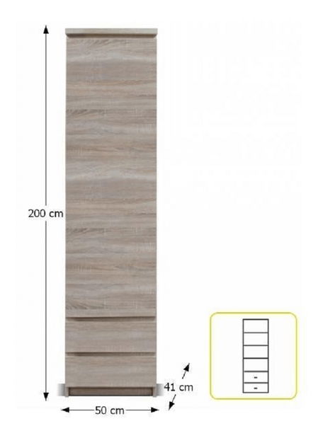 Policová skříň Punkto Typ 02 1D2S