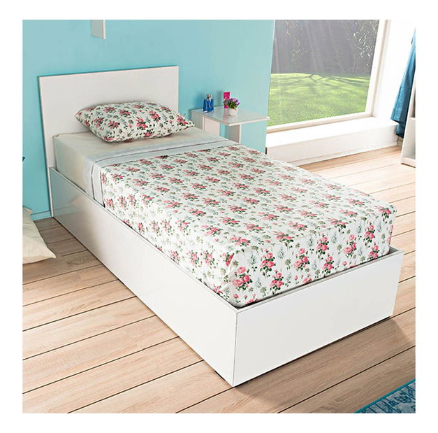 Jednolůžková postel 90 cm Kalabora (s roštem) (s úl. prostorem) (bílá)