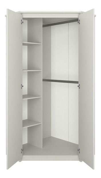 Rohová šatní skříň Kodro (kašmír + dub evoke)