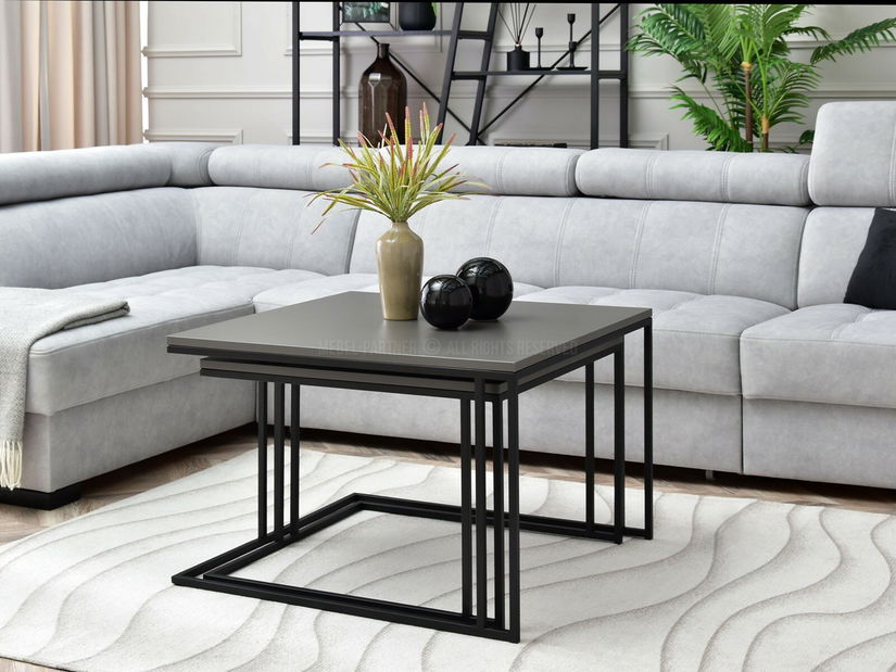 Set 2 konferenčních stolků Destapamos (grafitová + černá)