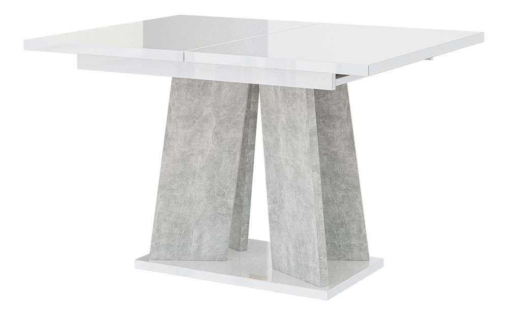 Jídelní stůl Mulnu (lesk bílý + kámen) (pro 4 až 6 osob)