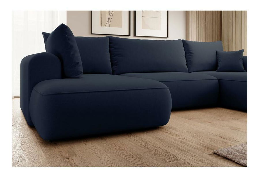 Rohová sedací souprava ve tvaru U Olivo U (L) (modrá + černá)