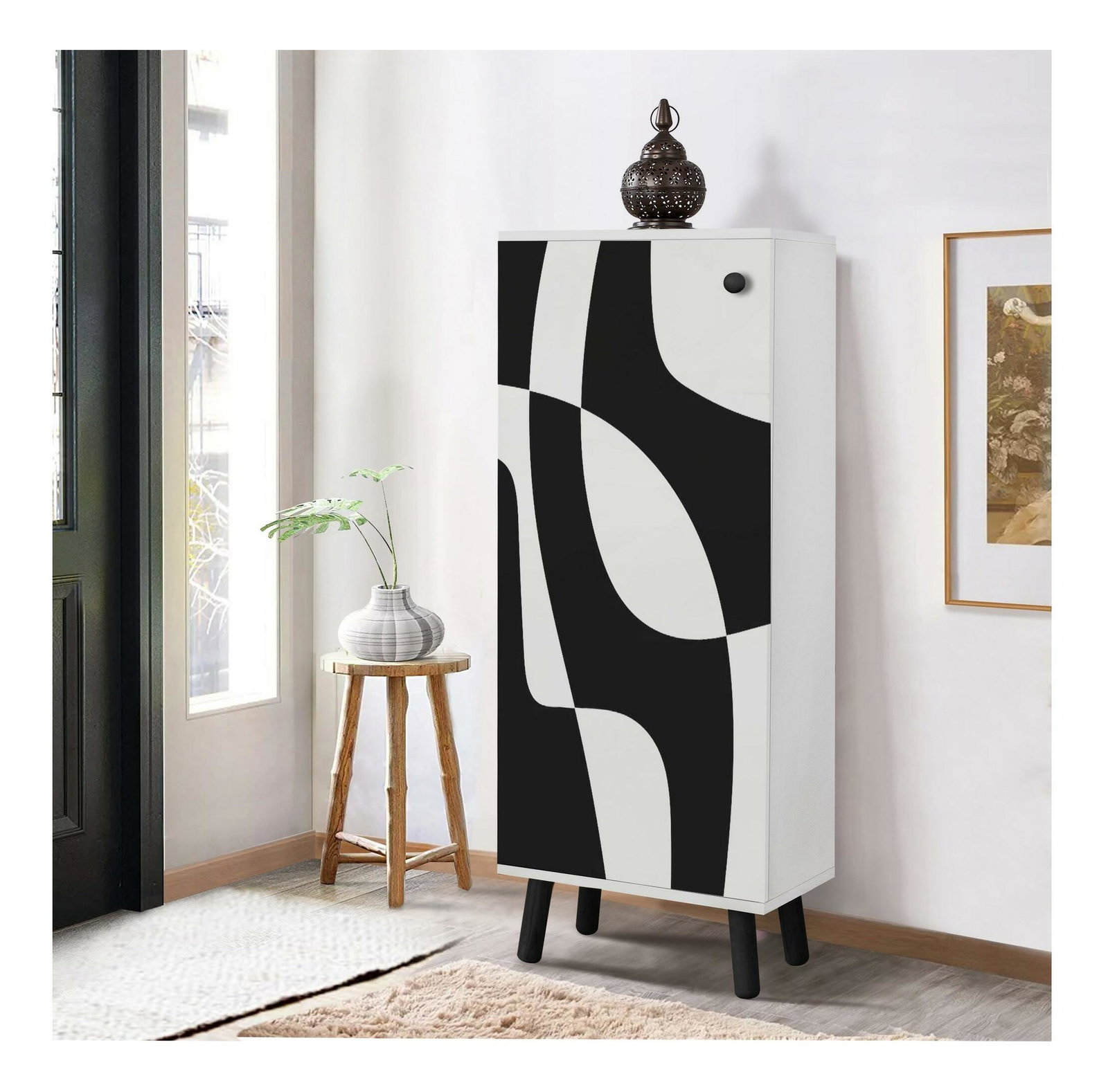 Botník (skříňka na boty) Beside 32 (bílá + černá)