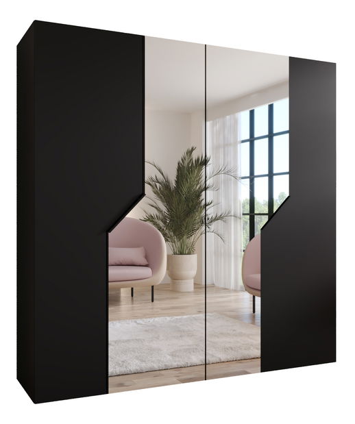 Šatní skříň Alaris 2 200 (černá) (se zrcadlem)