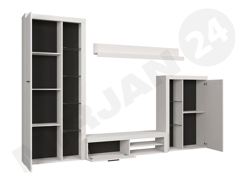 Obývací stěna Rokara (s komodou) (bílá) (bez osvětlení)