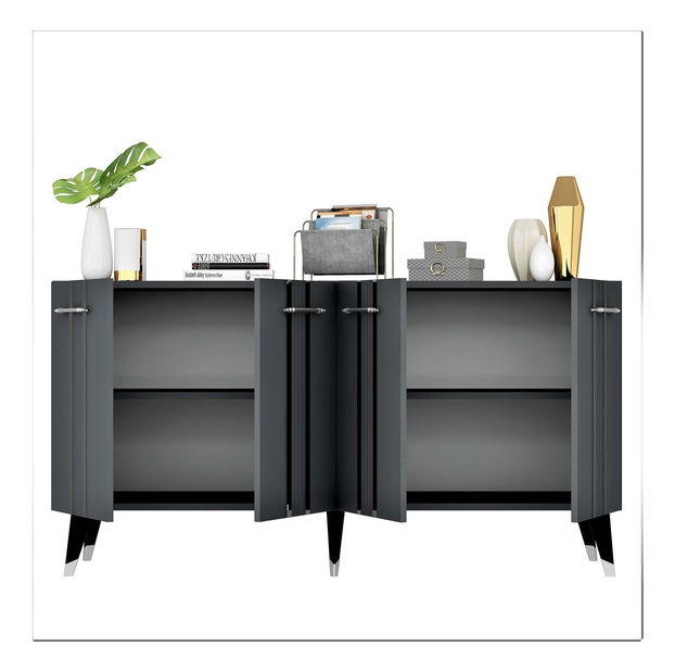 Skříňka Pebine 1 (antracit + stříbrná)