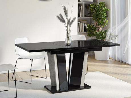 Rozkládací jídelní stůl Ledysa II (mramor bílý + lesk bílý) (pro 2-6 osob)