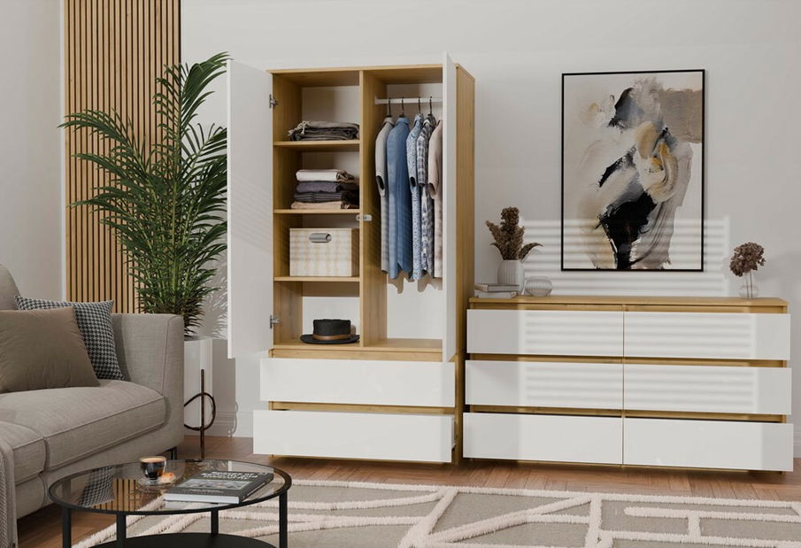 Šatní skříň Musecalo 1 (dub artisan + bílá)
