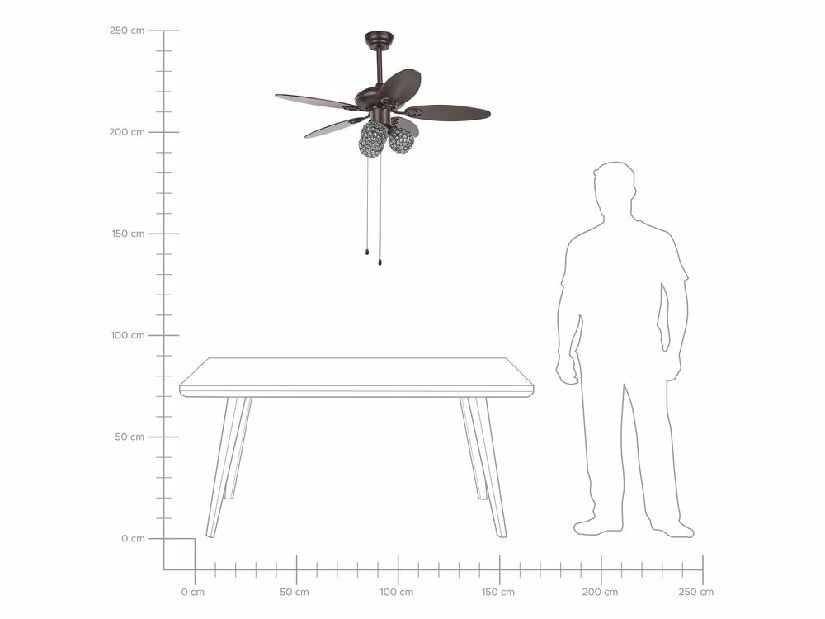 Stropní ventilátor se světlem Huw (hnědá)