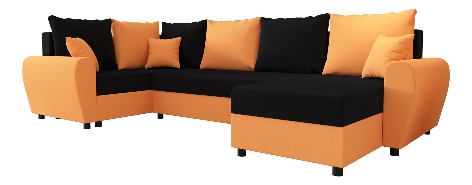 Rohová sedačka ve tvaru U Fleur Long (oranžová + černá) (L)