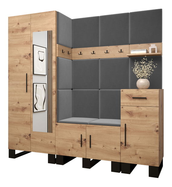 Předsíňová sestava Amanda 13 (dub artisan + tmavě šedá)