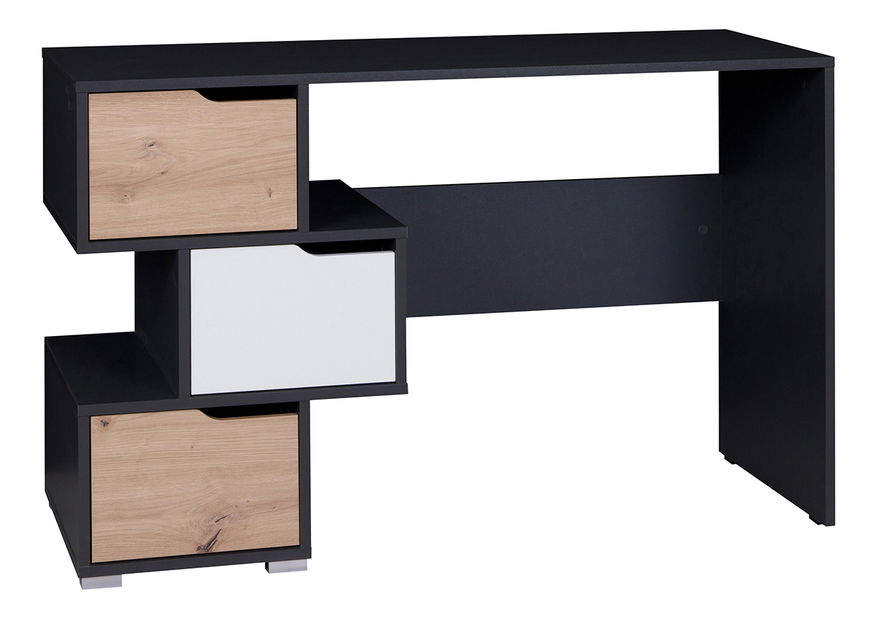 PC stolek Iweta 1 (grafit + bílá matná + dub artisan)
