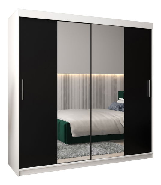 Šatní skříň 200 cm Toki 1 (Bílá matná + Černá matná)