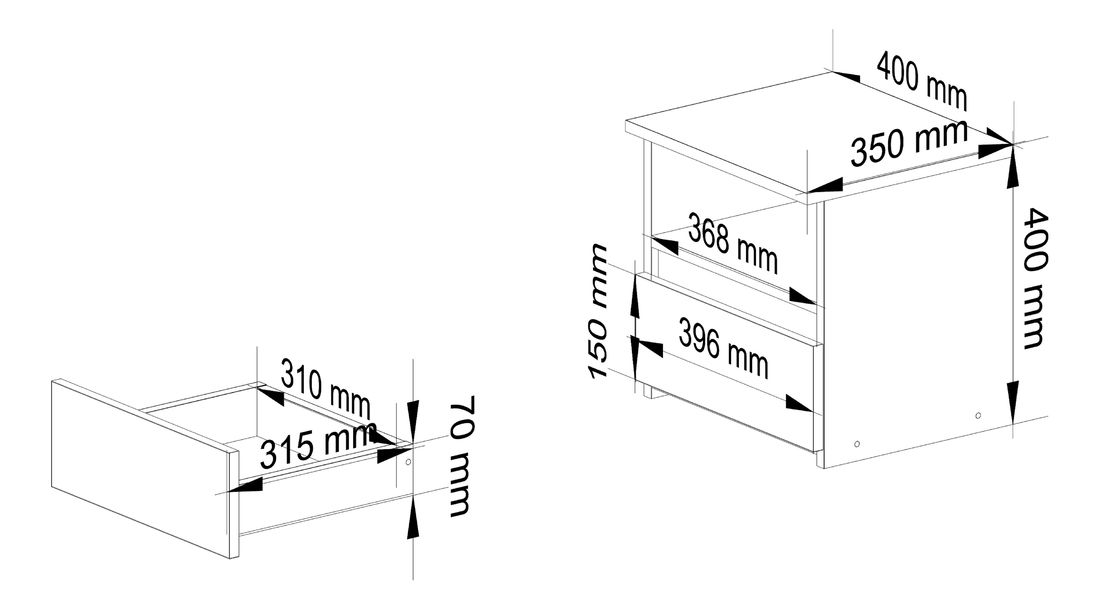 Noční stolek Crispian (grafit šedá)