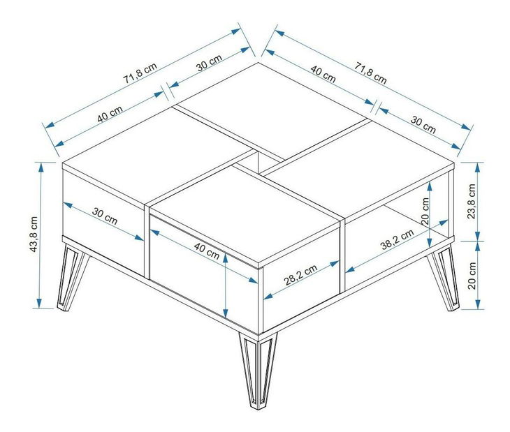 Konferenční stolek Nirvy (bílá + černá)