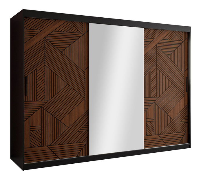 Šatní skříň Monte 25 (černá + ořech tmavý)