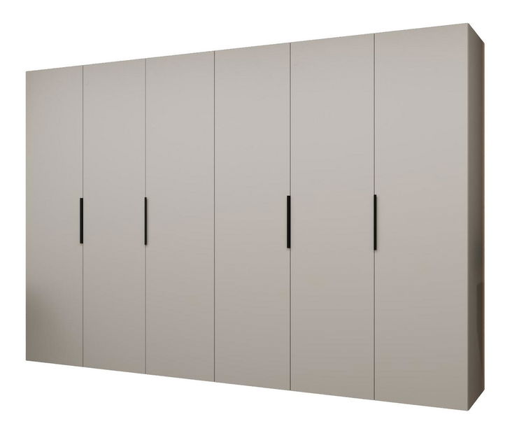 Šatní skříň 300 cm Mirabella 1 (kašmír + černá)