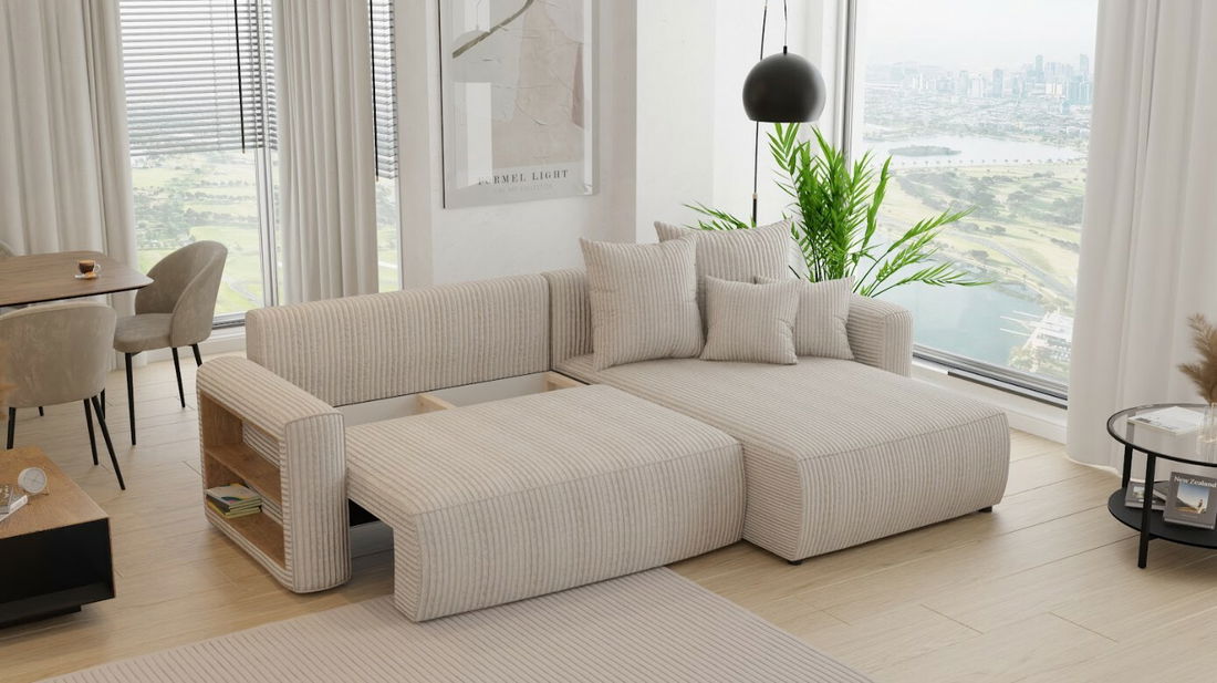 Rohová sedačka Napolia (P) (mléčná)