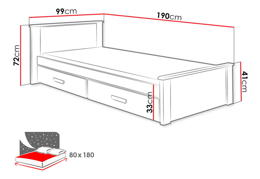 Dětská postel Missie 8 (bílá + modrá)