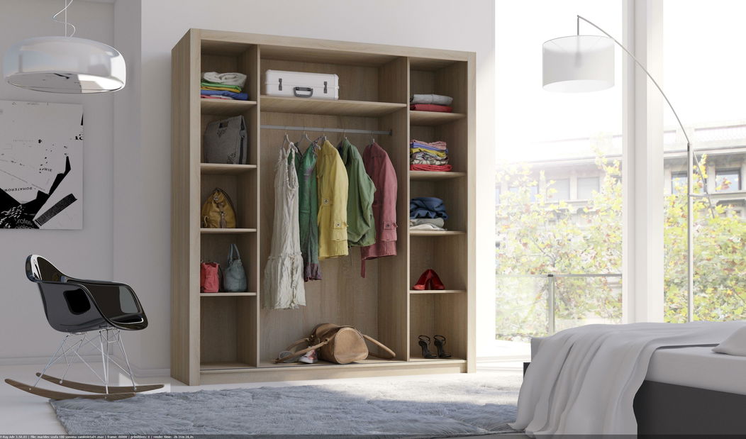 Šatní skříň s posuvnými dveřmi Mykarezo 1 D (dub sonoma) (se zrcadlem)