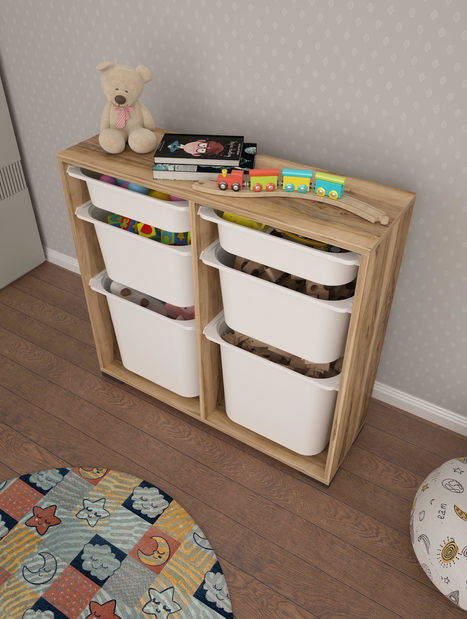 Organizér na hračky Dremonka 5 (ořech + bílá)