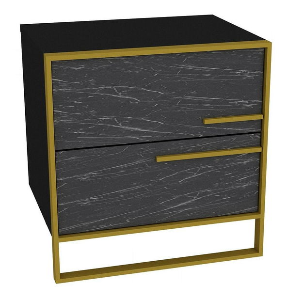 Noční stolek Poppy 3 (zlatá + černá)
