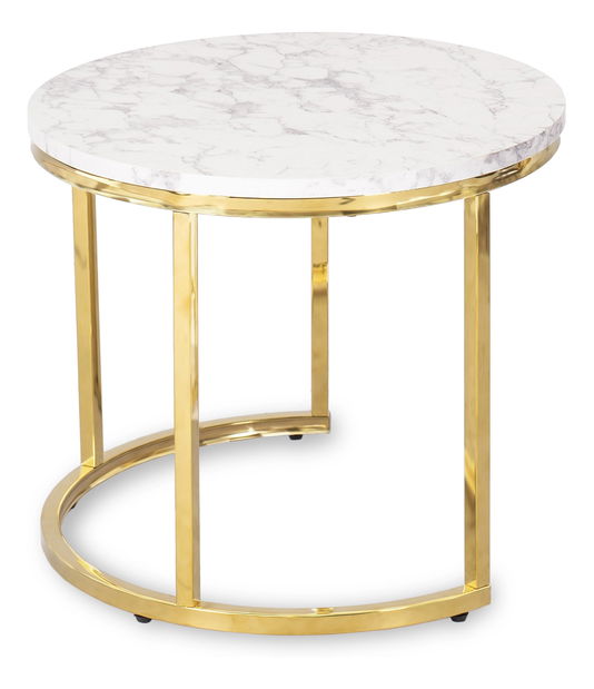 Set 2 konferenčních stolků Oponia (mramor + zlatá)