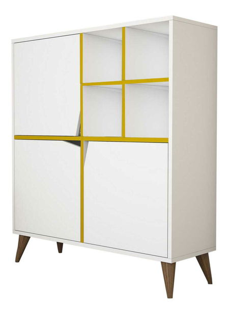 Skříňka Phoebe (bílá + žlutá)