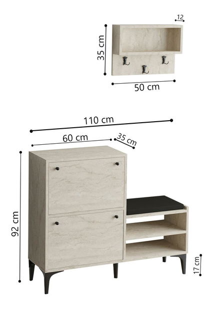 Předsíňová stěna Aliex 33 (travertin)