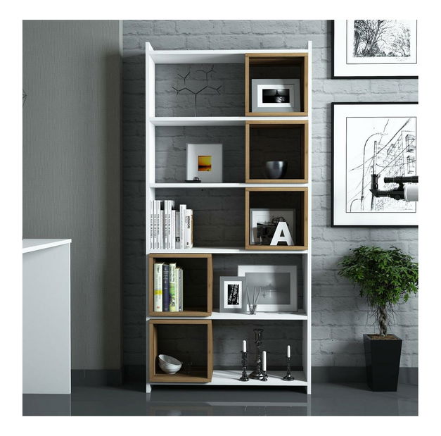 Regál Blanchet (bílá + ořech)