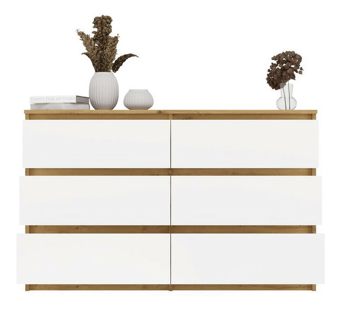 Komoda Musecalo 6 120 (dub artisan + bílá)