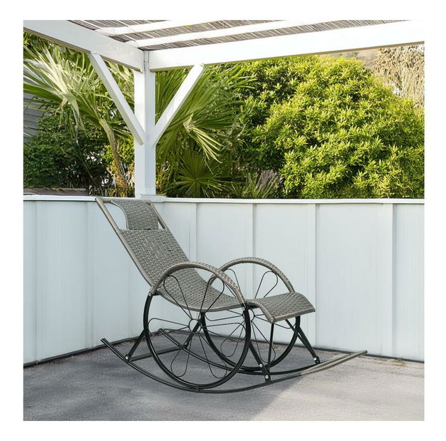 Houpací křeslo Rokefeler (ratan + šedá)