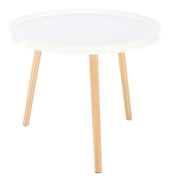 Příruční stolek Sansay (bílá + přírodní)