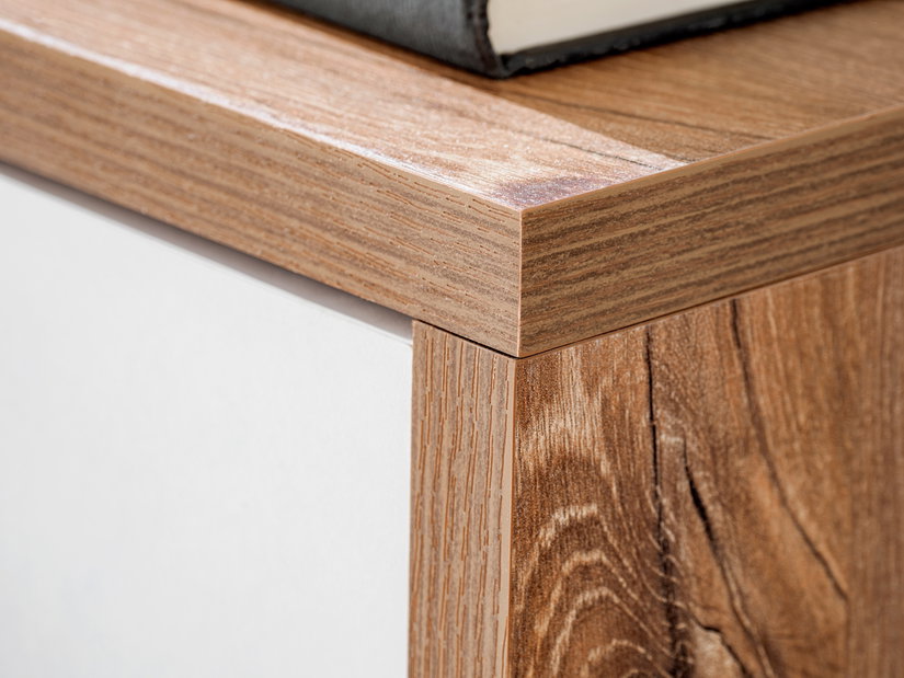 Obývací stěna s elektrickým krbem Donberry E (dub sterling + bílá matná)