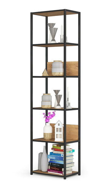 Regál Loriana II (černá + dub craft)