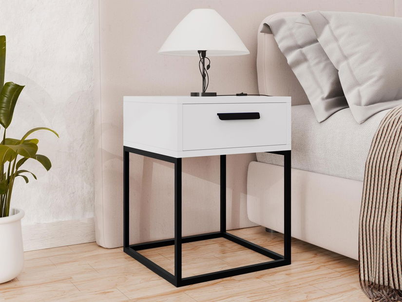 Noční stolek Cepys 3 (černá + bílá) *výprodej