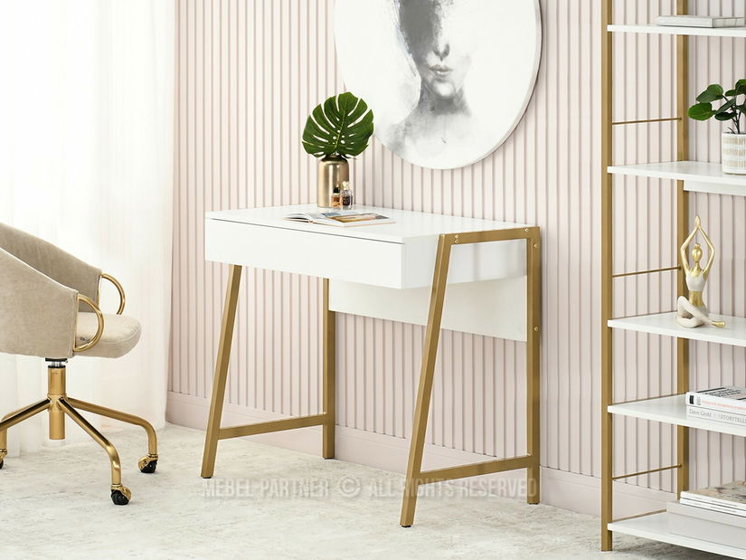PC stolek Norsinimo (bílá + zlatá)