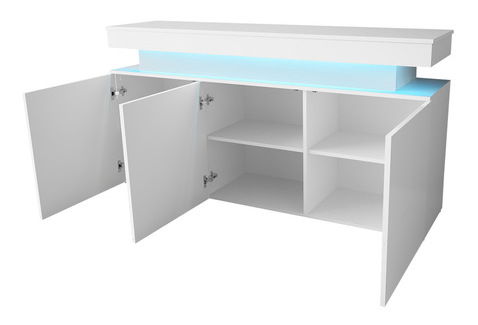 Skříňka Lesteralo 3D 160 (bílá + lesk bílý) (s LED osvětlením) *výprodej