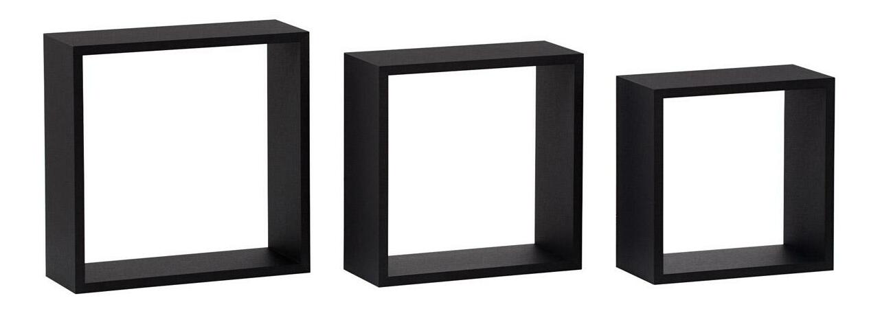 Set 3 nástěnných polic Parto (černá matná)