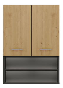 Závěsná koupelnová skříňka Perdieron 1 (antracit + dub artisan)