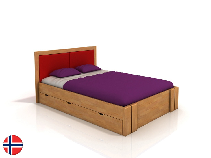 Jednolůžková postel 120 cm Naturlig Manglerud High Drawers (buk) (s roštem)