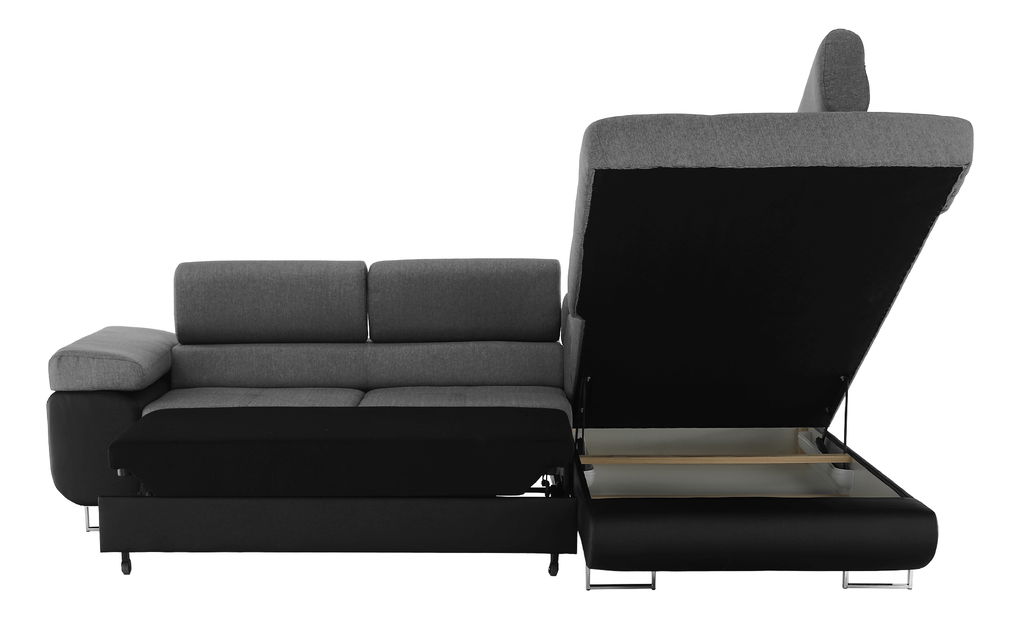 Rohová sedací souprava Geller (P) (černá + šedá)