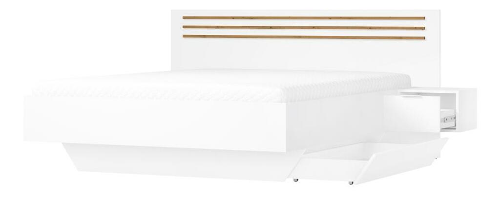 Set postel a 2 ks nočních stolků Frens (bílá + dub artisan)