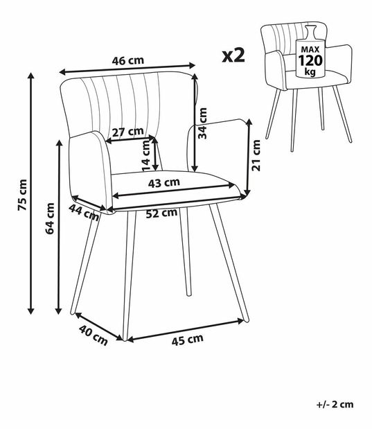  Set 2 ks jídelních židlí Shelba (tmavě šedá)
