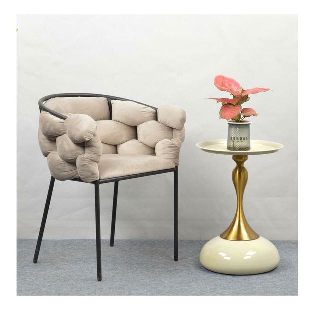 Příruční stolek Fjord (ivory + zlatá)