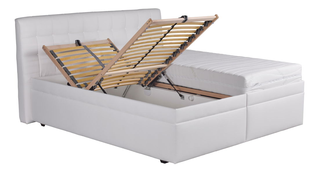 Manželská postel 180 cm Blanár Monaco (bílá) (s roštem a matrací Nelly Plus)
