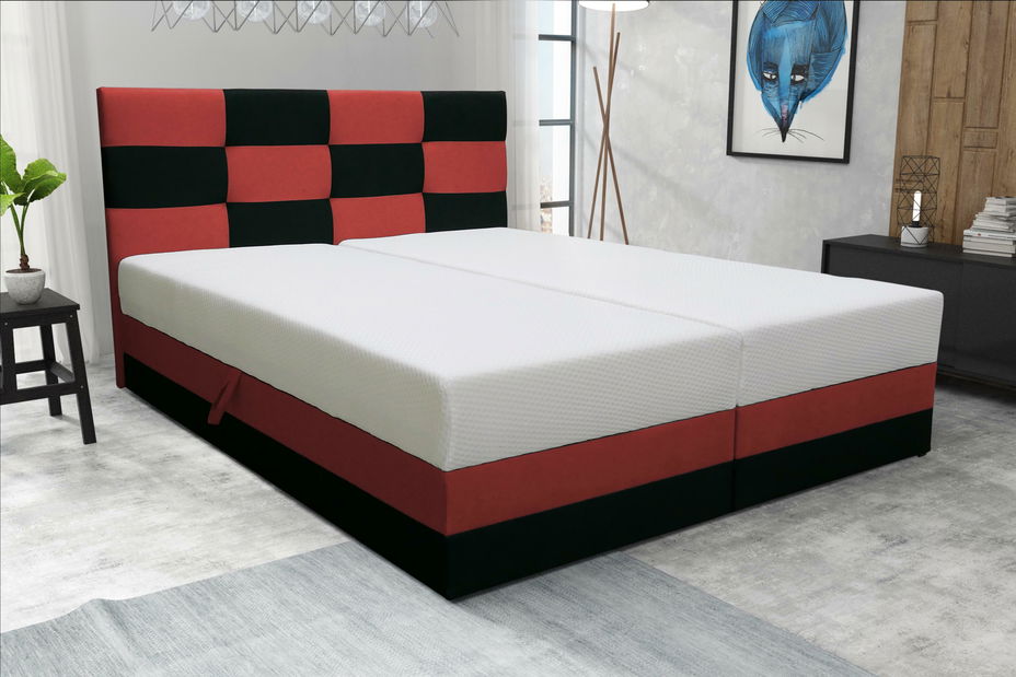Manželská postel 160 cm Boxspring Marion Comfort (hnědá + světle šedá) (s roštem a matrací)
